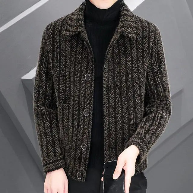 Men's Korean Woolen Lapel Jackets - Slim Fit Overcoat