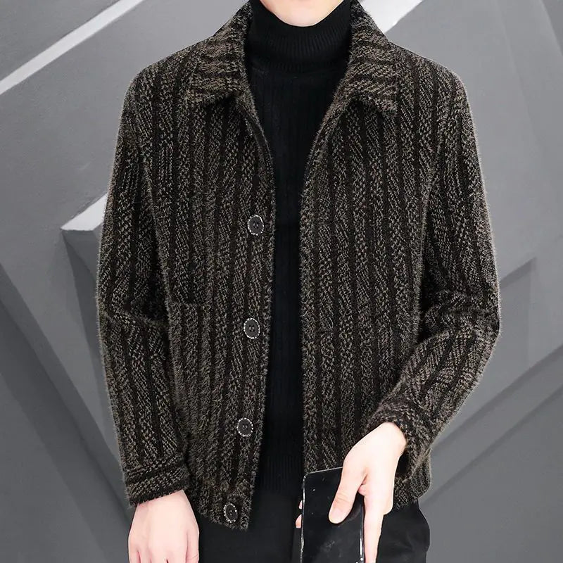 Men's Korean Woolen Lapel Jackets - Slim Fit Overcoat