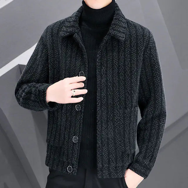 Men's Korean Woolen Lapel Jackets - Slim Fit Overcoat