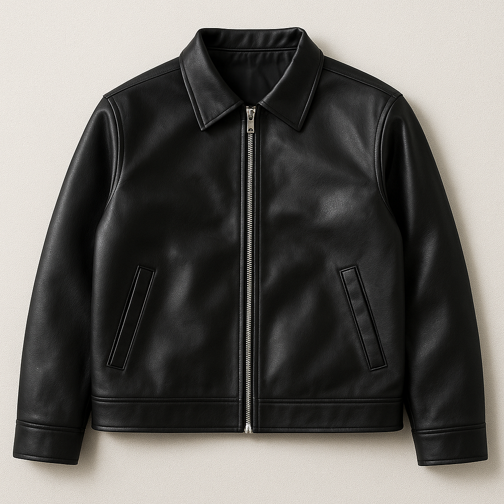 Essential Noir: Premium Faux Leather Jacket