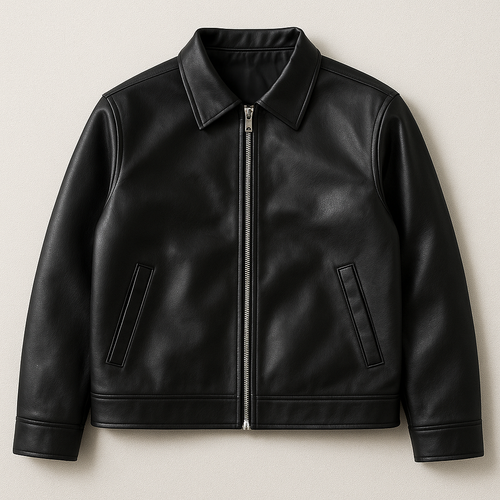 Essential Noir: Premium Faux Leather Jacket