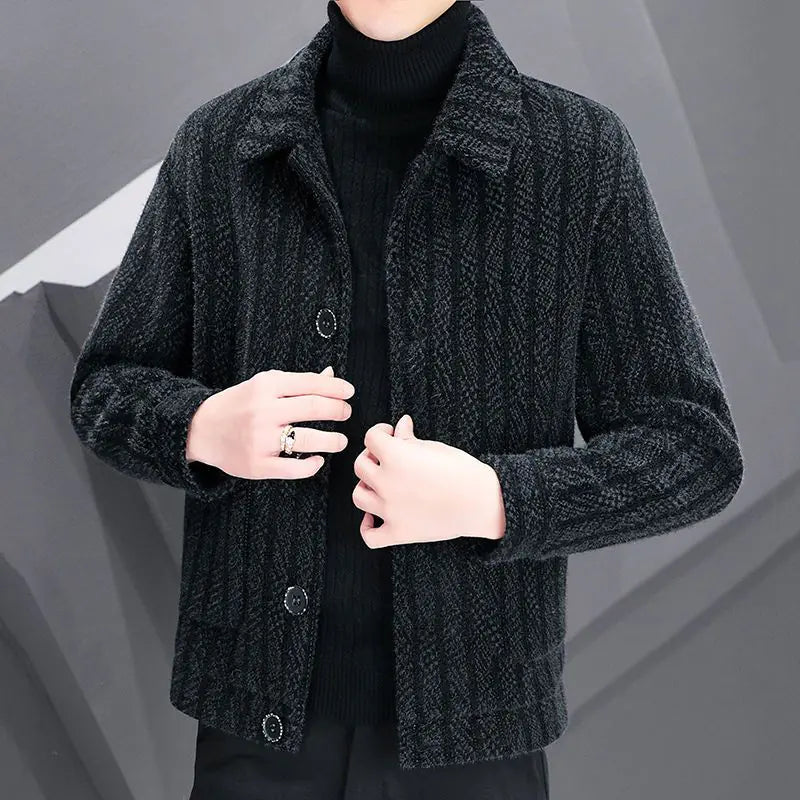 Men's Korean Woolen Lapel Jackets - Slim Fit Overcoat