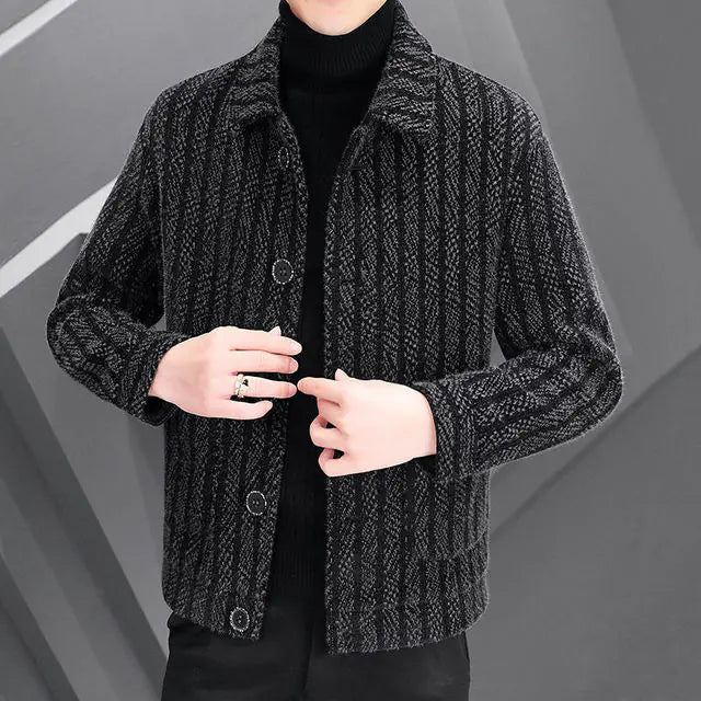 Men's Korean Woolen Lapel Jackets - Slim Fit Overcoat