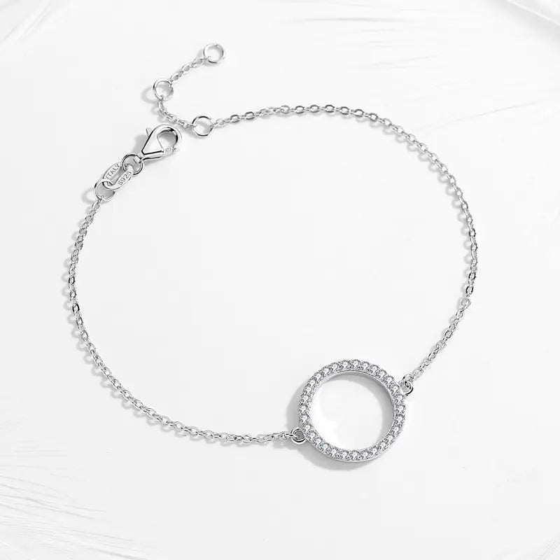Geometric Circle Bracelet with Micro-Inlaid Diamonds
