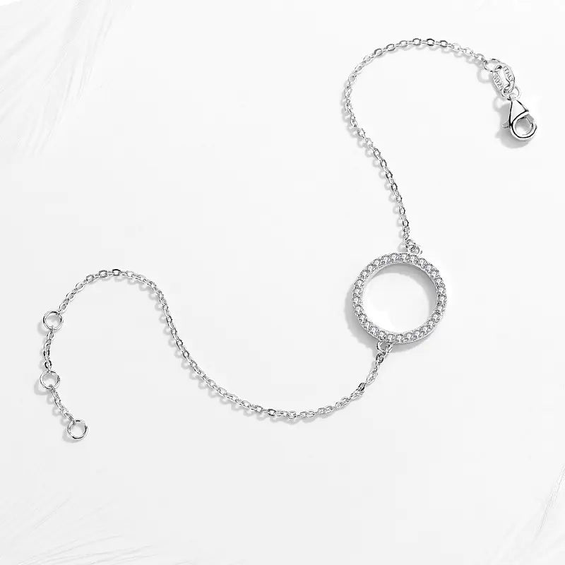 Geometric Circle Bracelet with Micro-Inlaid Diamonds